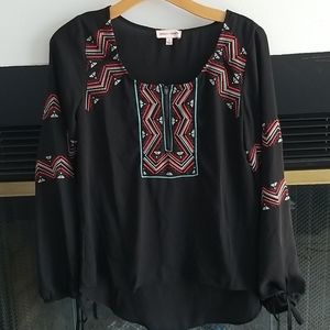 Black, embroidered blouse